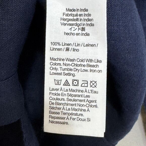 J.Crew Shirt Womens 4 Navy Baird McNutt Irish Linen Slim Button Down Long Sleeve - Picture 7 of 8